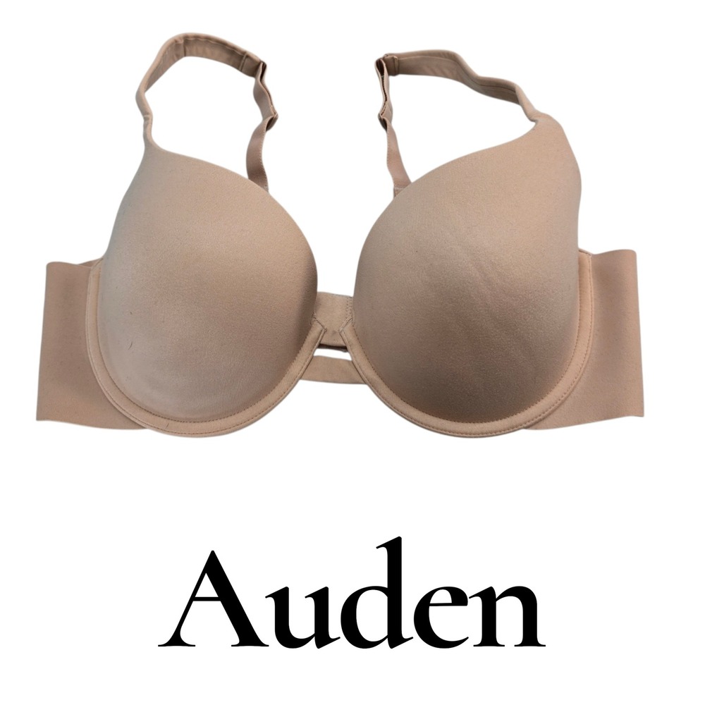 Auden Light Lift Plunge Bra Women 38C Tan Polyamide Underwire Padded Minimalist